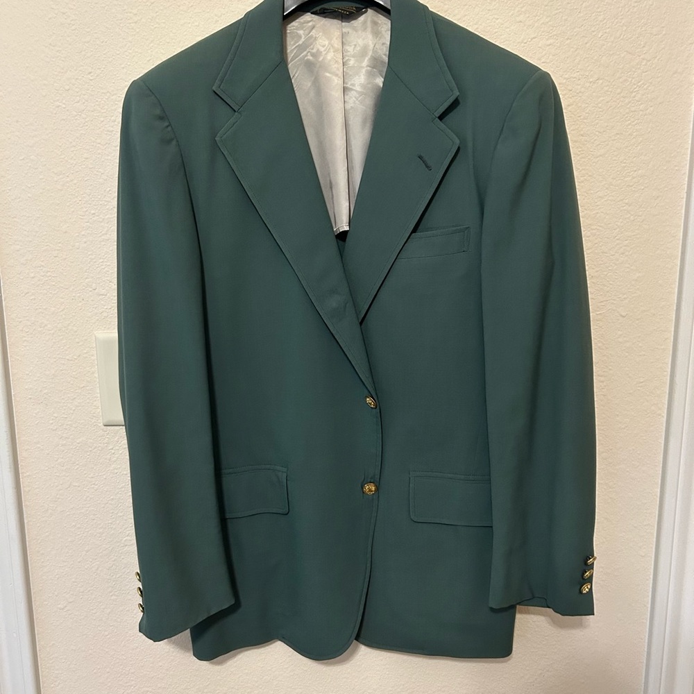 Vintage Southwick Soft Emerald Green Hopsack Wool Blazer